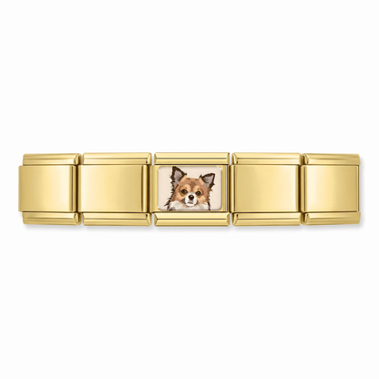 Charm Chihuahua (Dorado) en pulsera italiana de eslabones