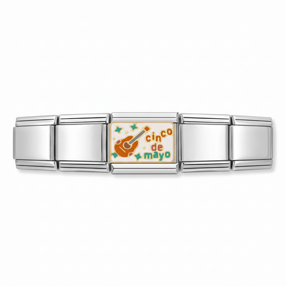 Charm Cinco de mayo en pulsera italiana de eslabones