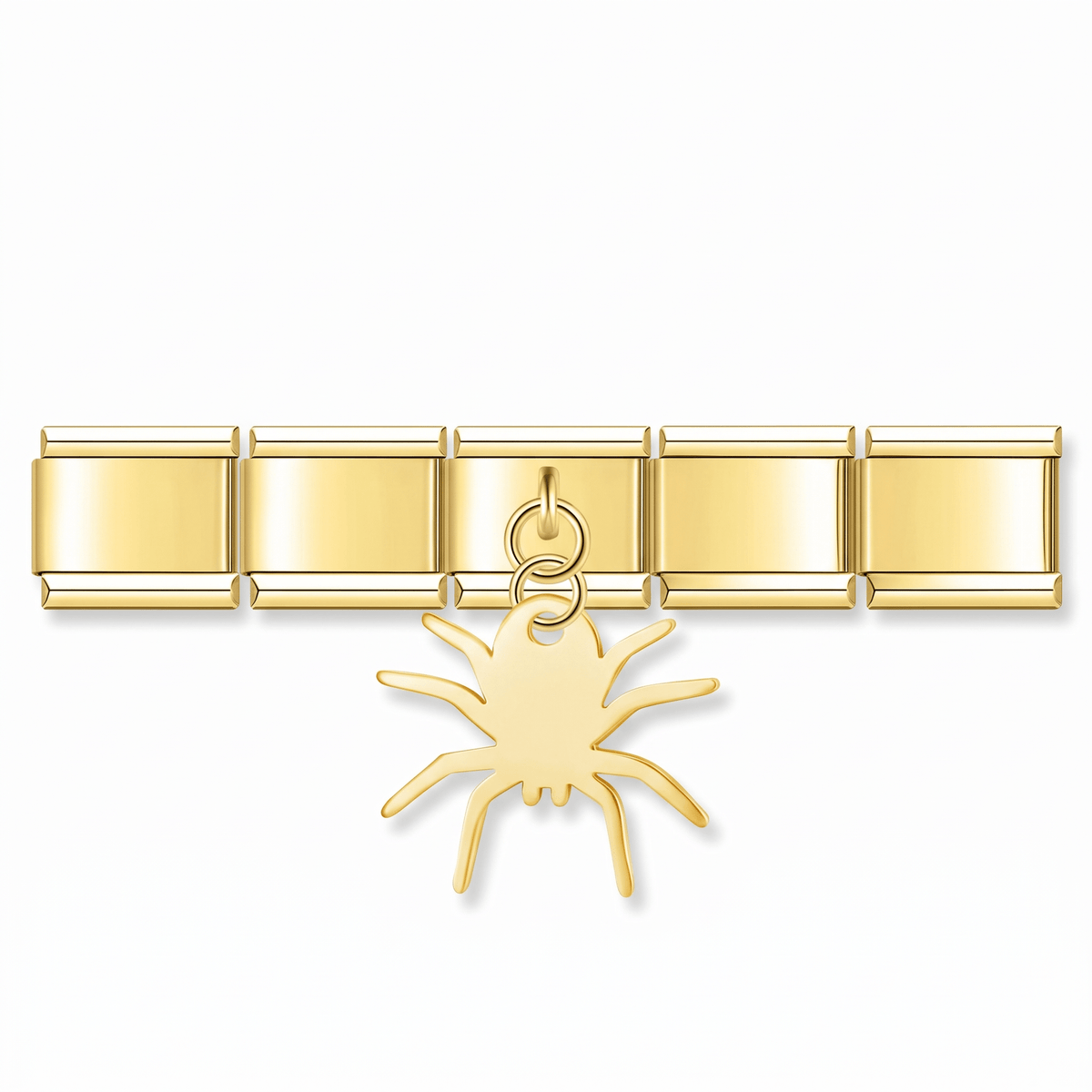 Charm Colgante Araña (Dorado) en pulsera italiana de eslabones