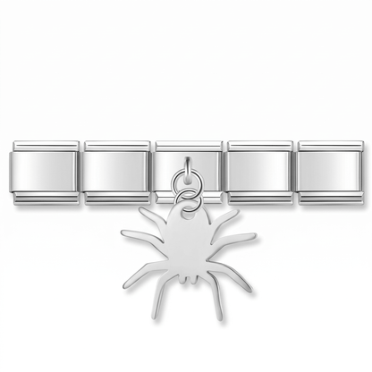Charm Colgante araña (Plateado) en pulsera italiana de eslabones