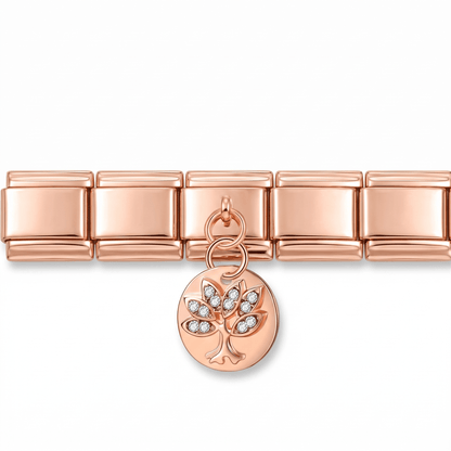 Charm Colgante arbol en pulsera italiana de eslabones