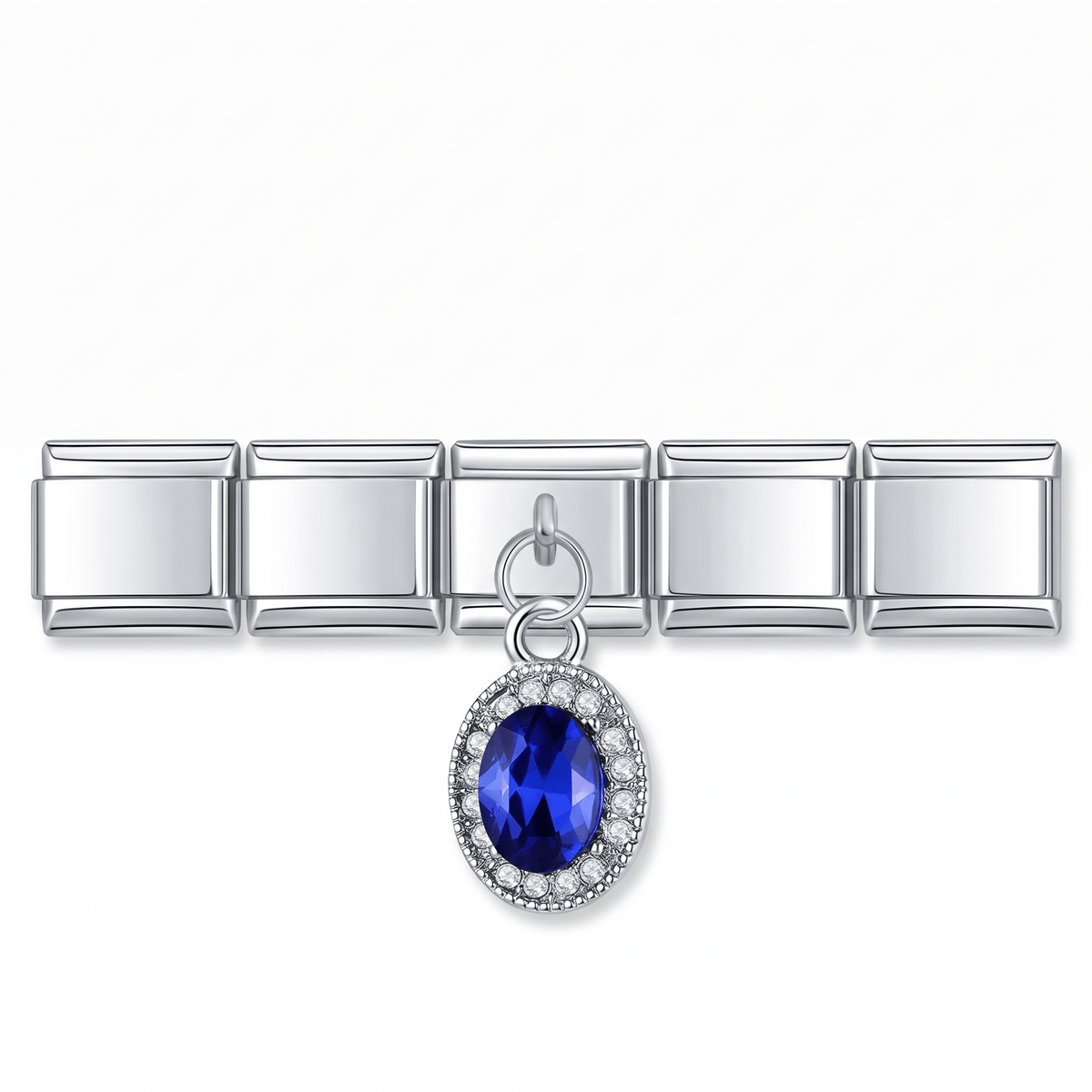 Charm Colgante azul en pulsera italiana de eslabones