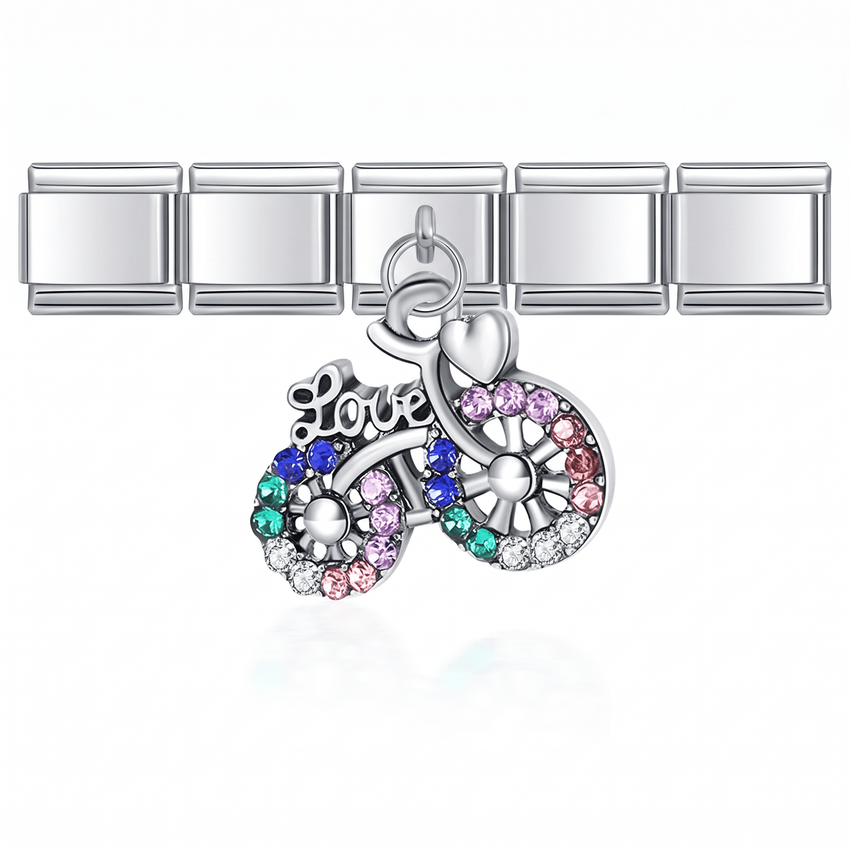 Charm Colgante bicicleta en pulsera italiana de eslabones