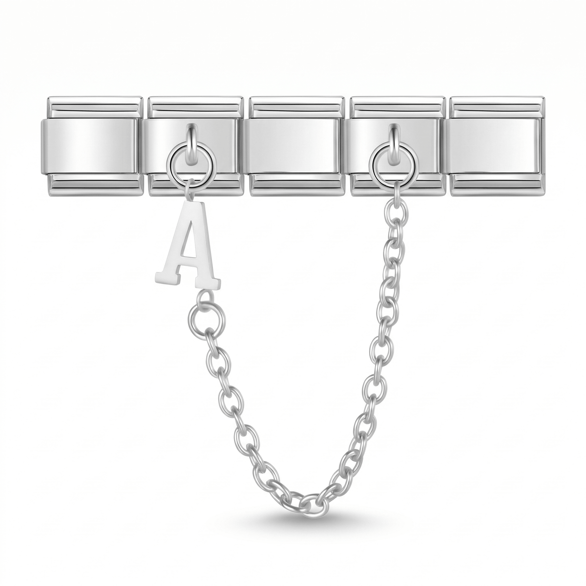 Charm Colgante (Cadena con Letra) en pulsera italiana de eslabones