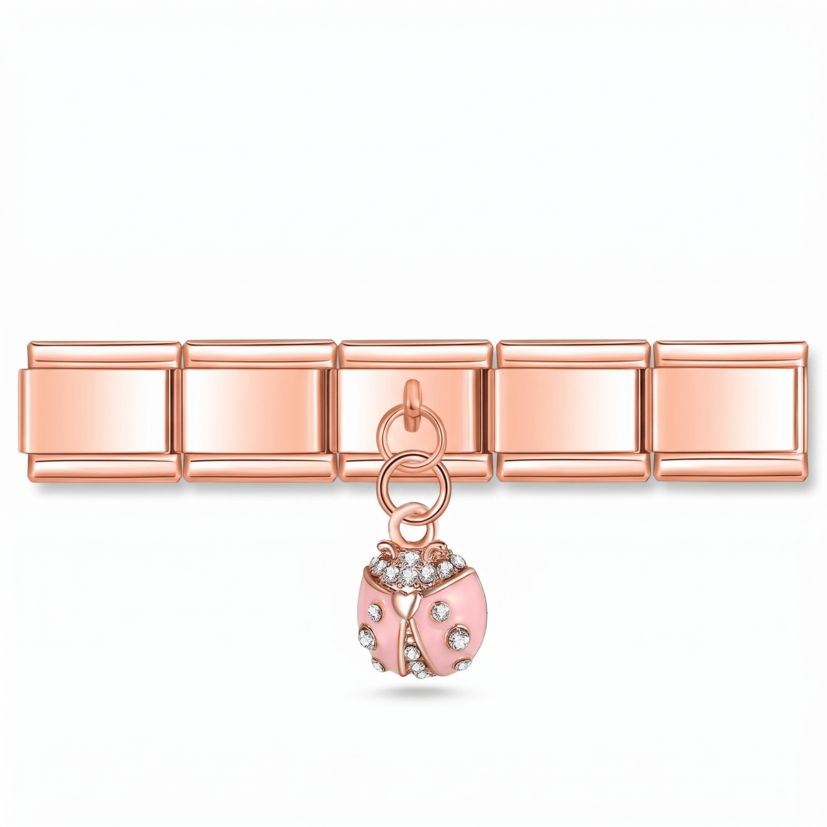 Charm Colgante Catarina (Oro Rosa) en pulsera italiana de eslabones