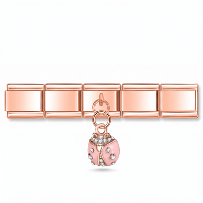 Charm Colgante Catarina (Oro Rosa) en pulsera italiana de eslabones
