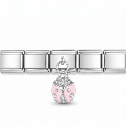 Charm Colgante Catarina (Plateado) en pulsera italiana de eslabones