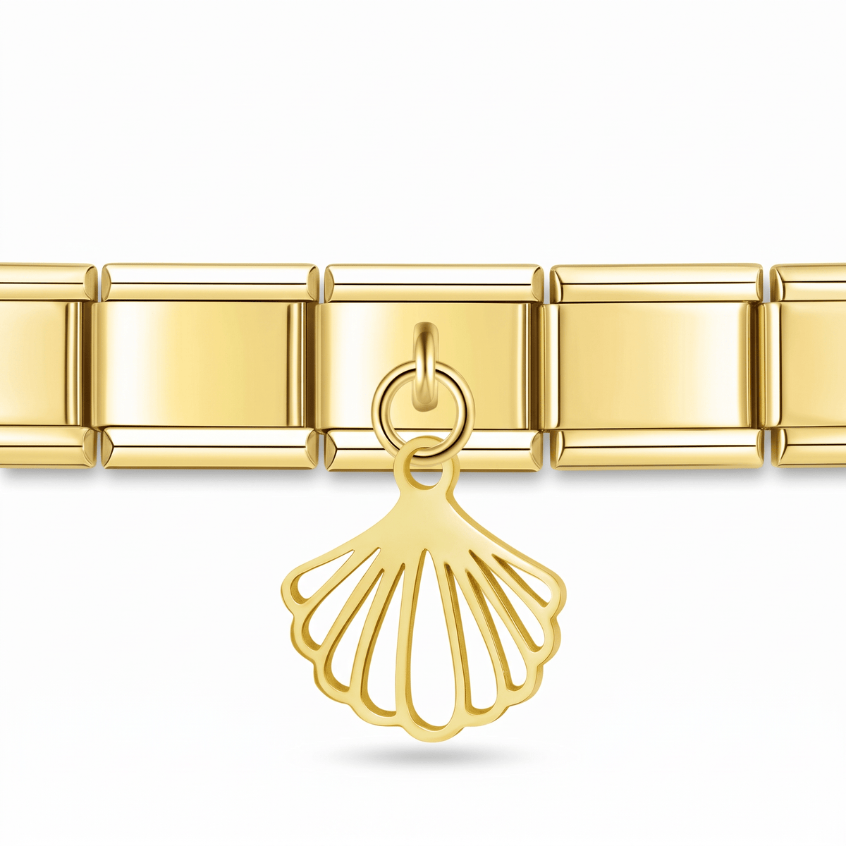 Charm Colgante Concha (Dorado) en pulsera italiana de eslabones