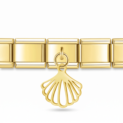 Charm Colgante Concha (Dorado) en pulsera italiana de eslabones