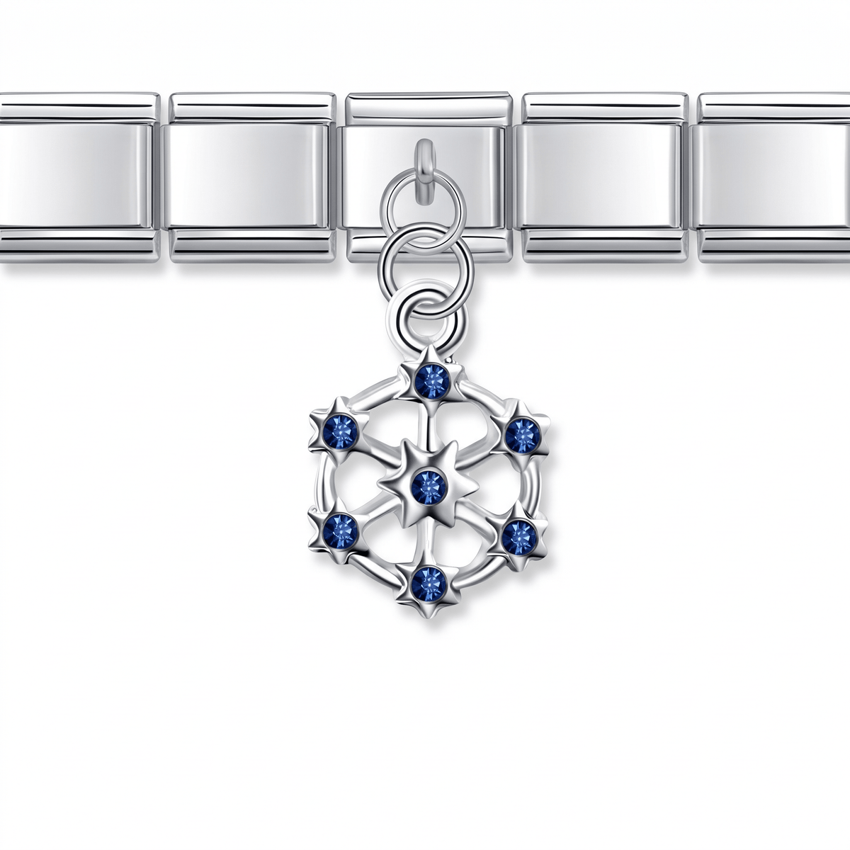 Charm Colgante copo de nieve en pulsera italiana de eslabones