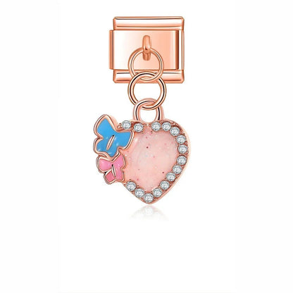 Charm Colgante Corazón (con Mariposa) - Italian Charms