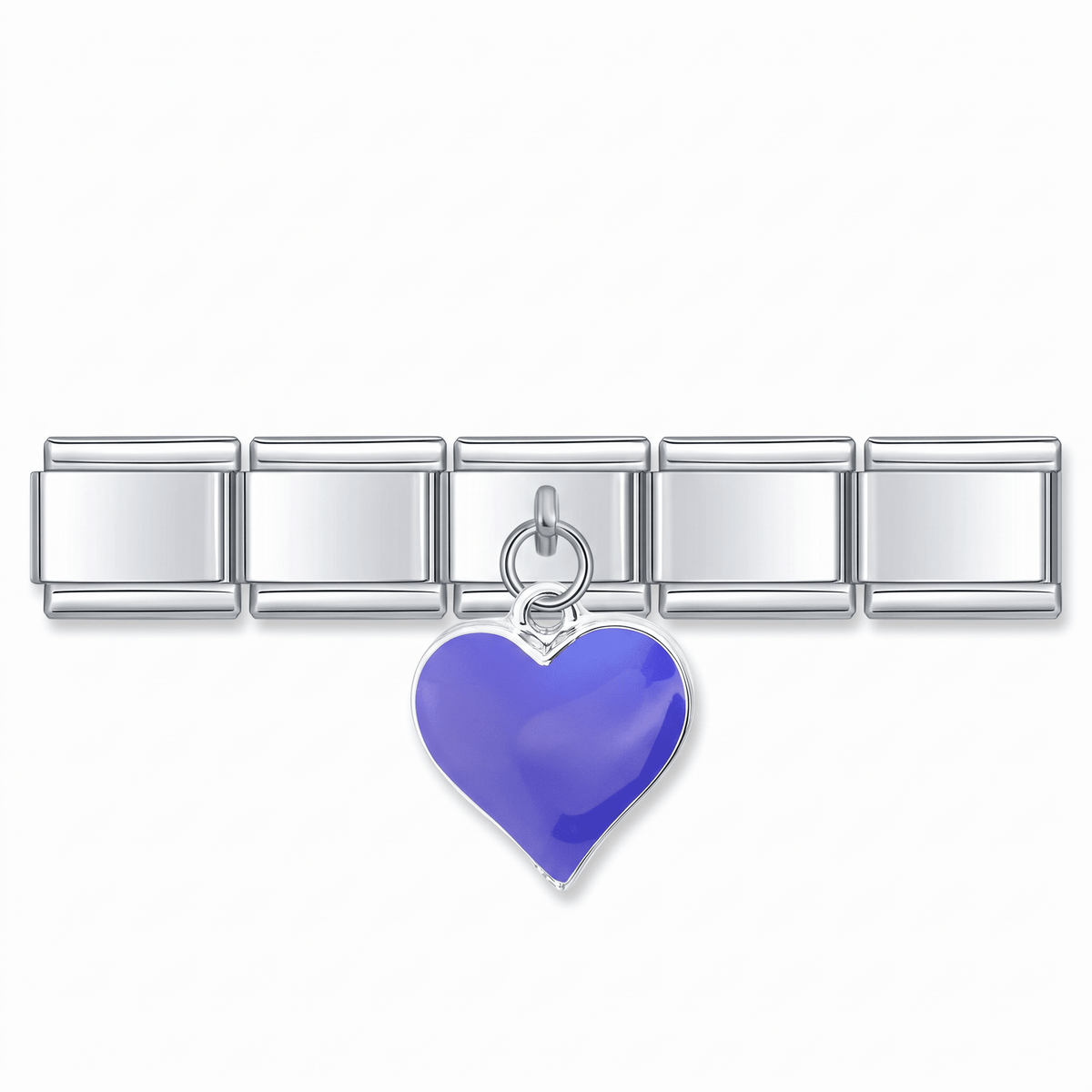 Charm Colgante Corazón (Azul) en pulsera italiana de eslabones