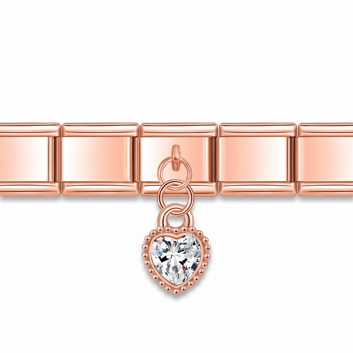 Charm Colgante Corazón Brillo en pulsera italiana de eslabones