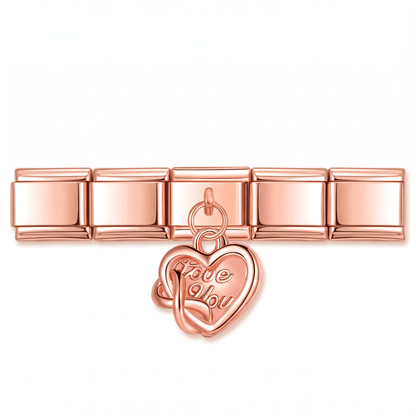 Charm Colgante Corazón (Grabado) en pulsera italiana de eslabones