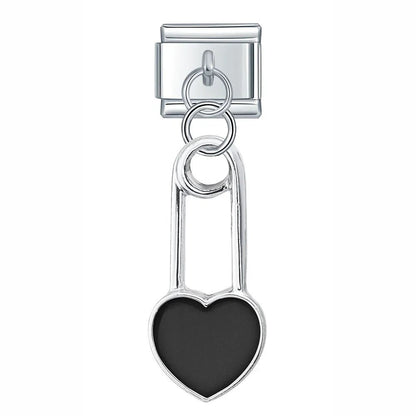 Charm Colgante corazón negro (Imperdible) - Italian Charms