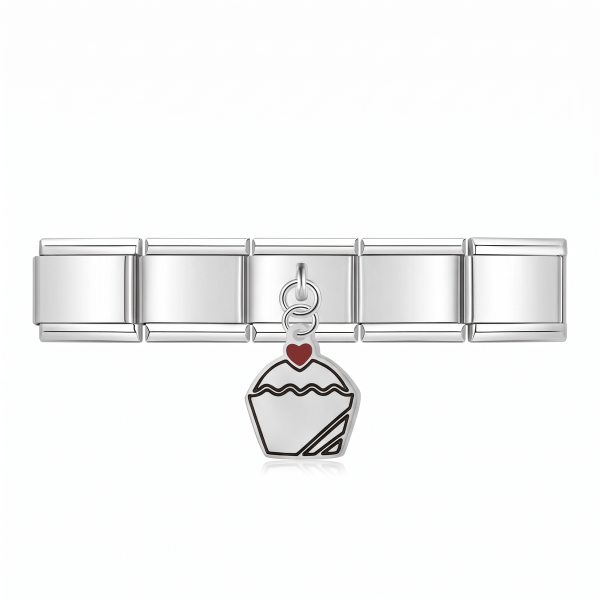 Charm Colgante cup cake (Plateado) en pulsera italiana de eslabones