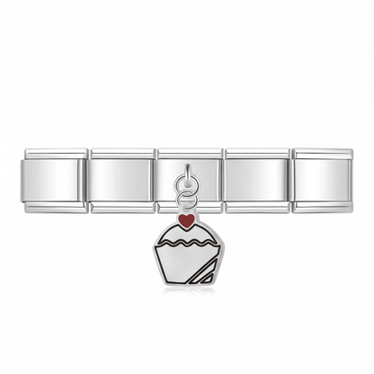 Charm Colgante cup cake (Plateado) en pulsera italiana de eslabones