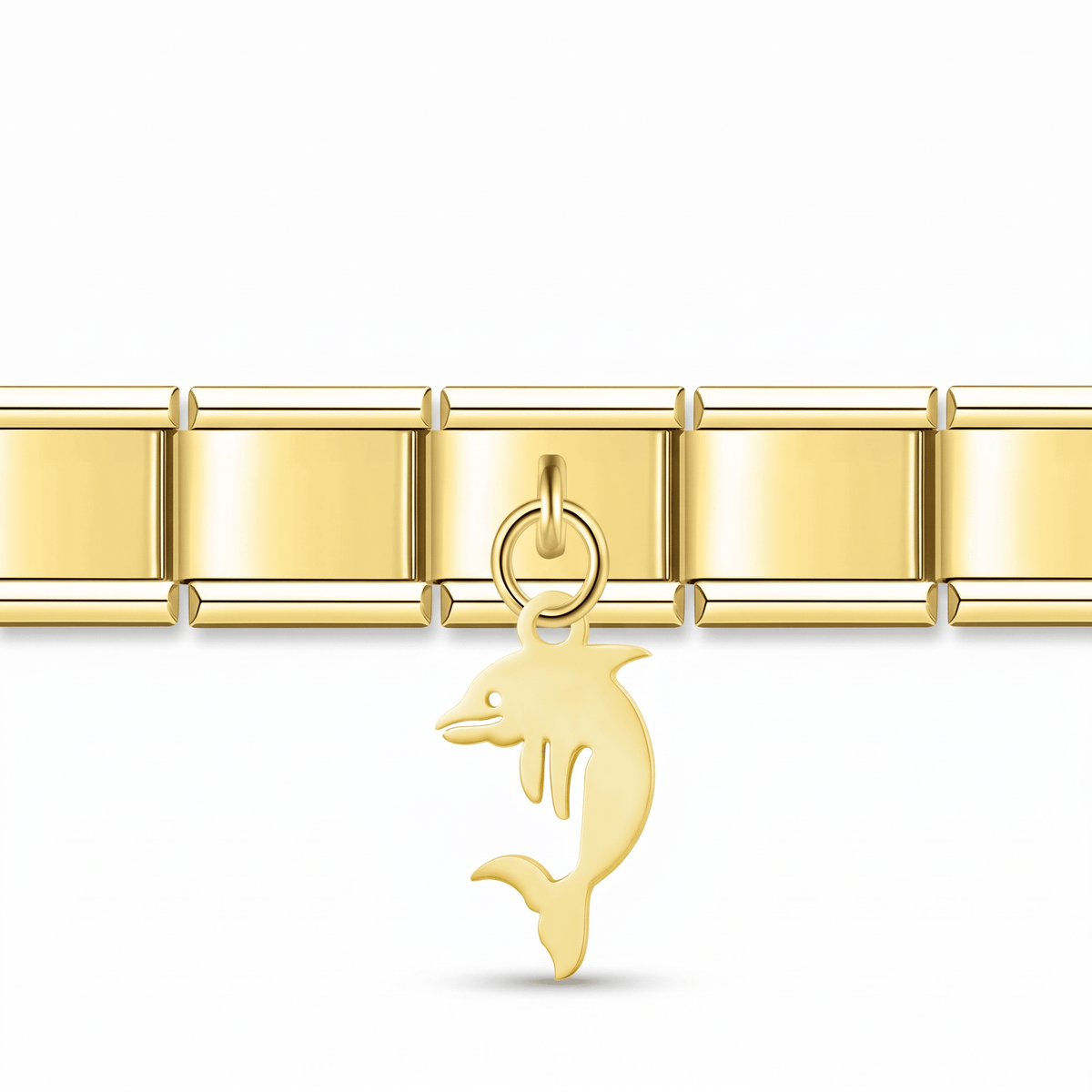Charm Colgante Delfin (Dorado) en pulsera italiana de eslabones