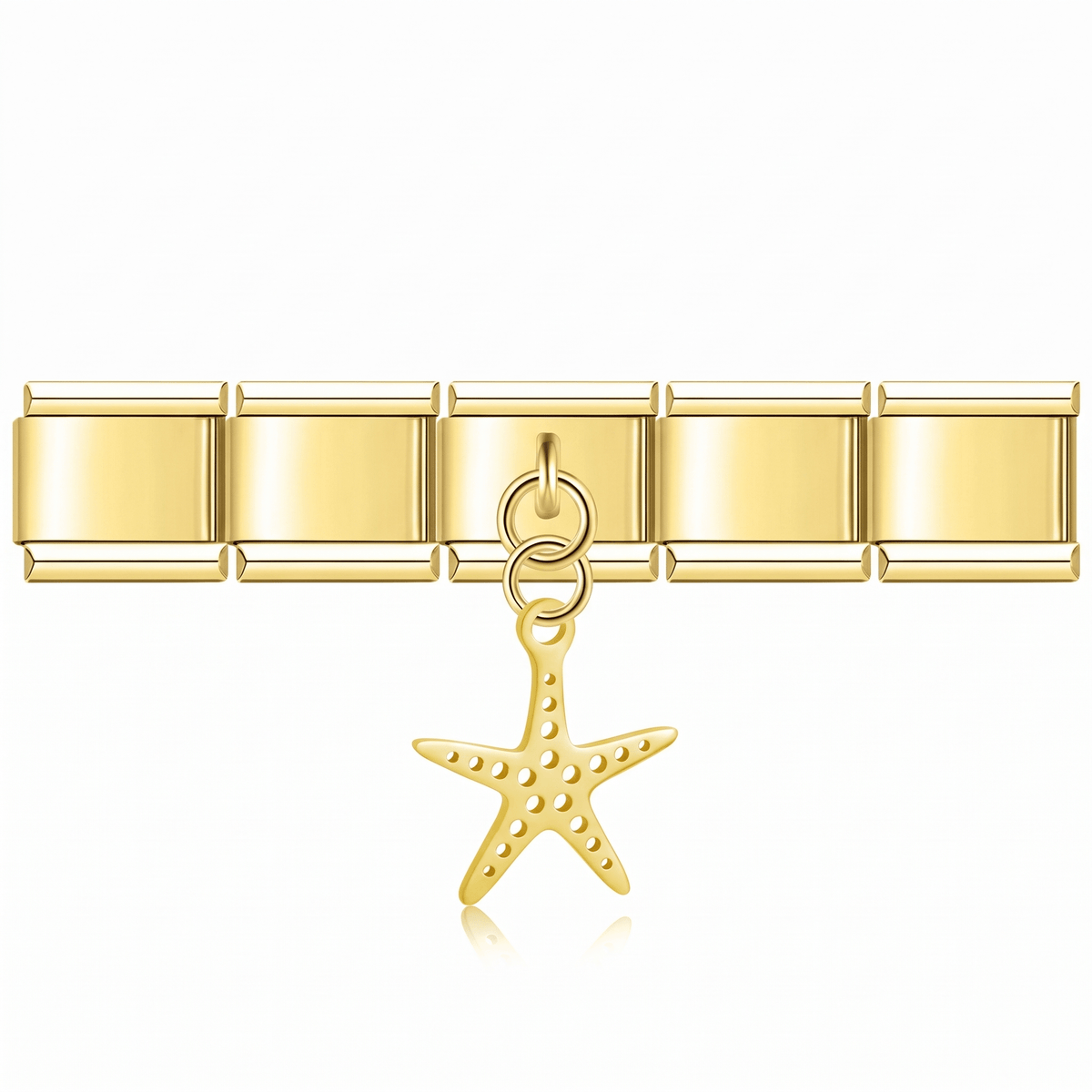 Charm Colgante Estrella de mar (Dorado) en pulsera italiana de eslabones