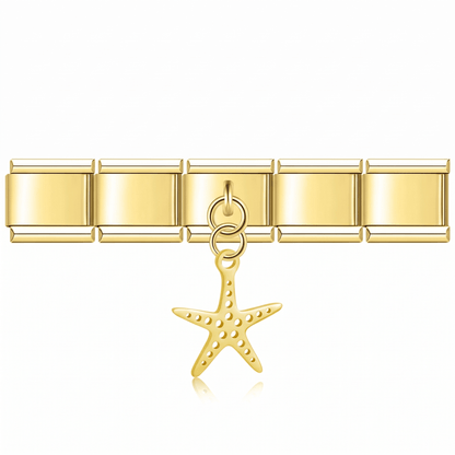 Charm Colgante Estrella de mar (Dorado) en pulsera italiana de eslabones