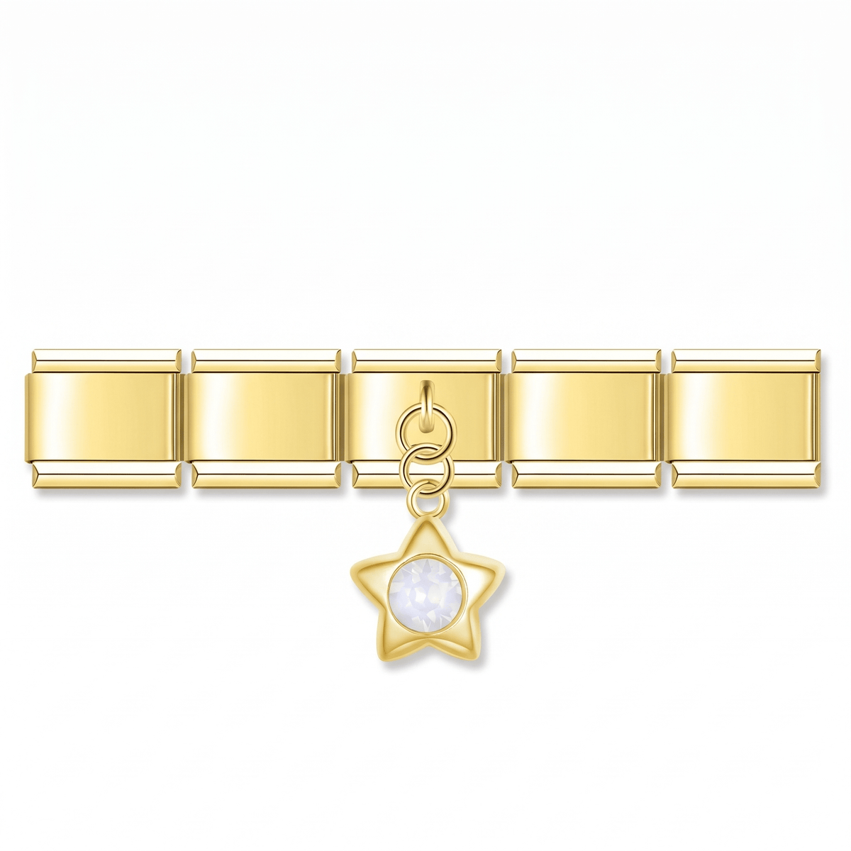 Charm Colgante estrella dorada en pulsera italiana de eslabones
