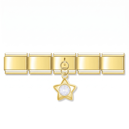 Charm Colgante estrella dorada en pulsera italiana de eslabones