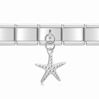 Charm Colgante estrella mar en pulsera italiana de eslabones
