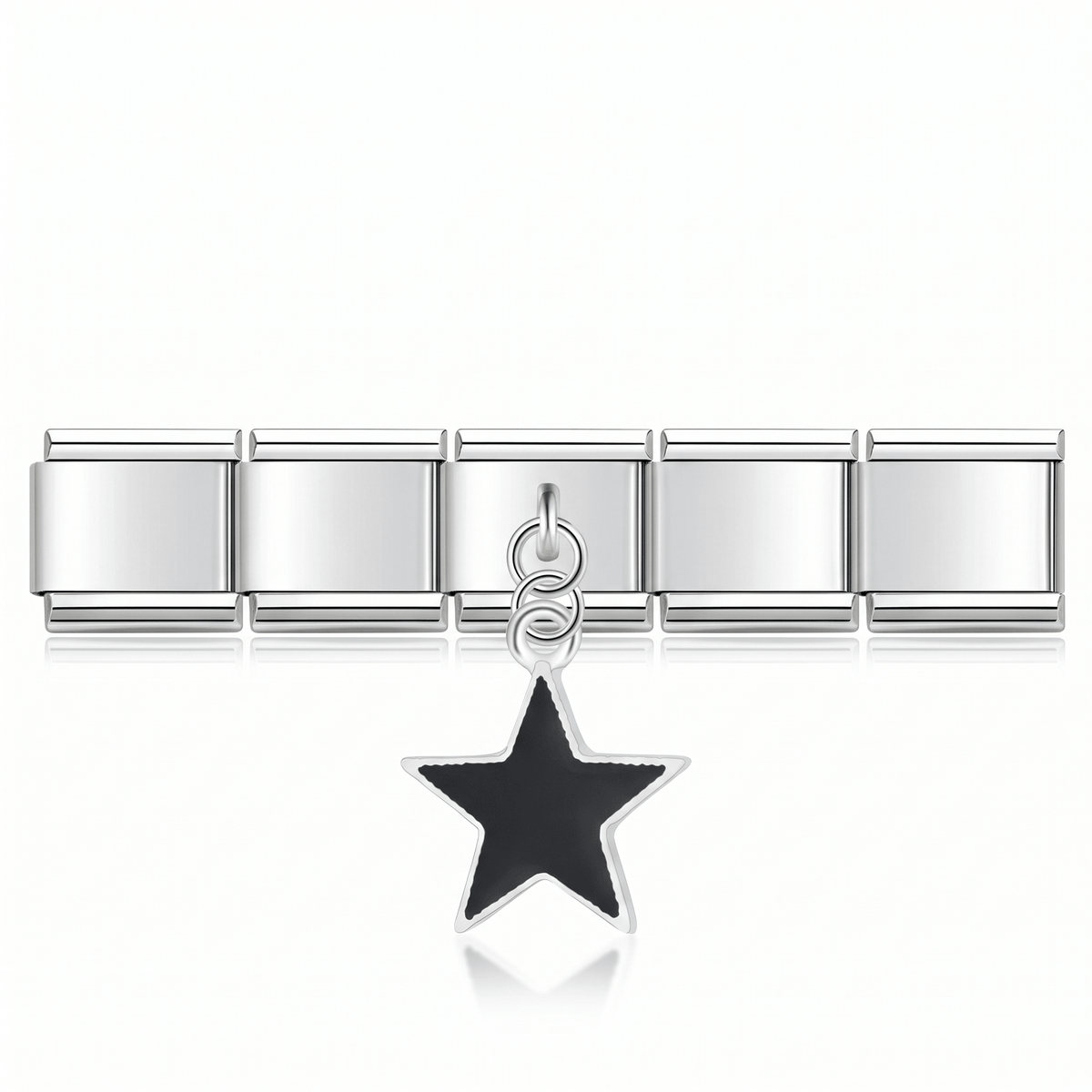 Charm Colgante estrella negra en pulsera italiana de eslabones