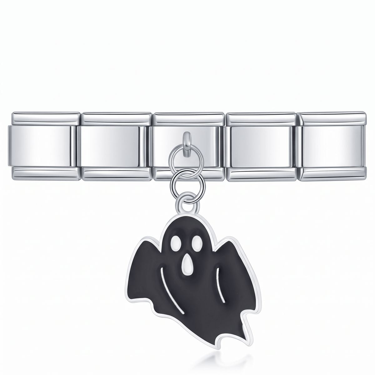 Charm Colgante Fantasma Negro en pulsera italiana de eslabones