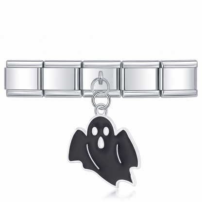 Charm Colgante Fantasma Negro en pulsera italiana de eslabones