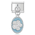 Charm Pendente Fiore Blu (Ovale)