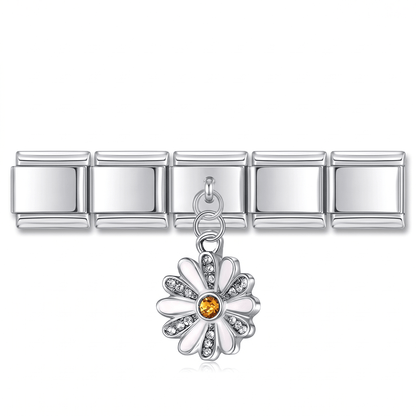Charm Colgante Flor (Margarita) en pulsera italiana de eslabones