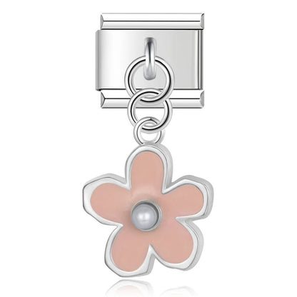 Charm Colgante Flor rosa (Cinco Pétalos) - Italian Charms