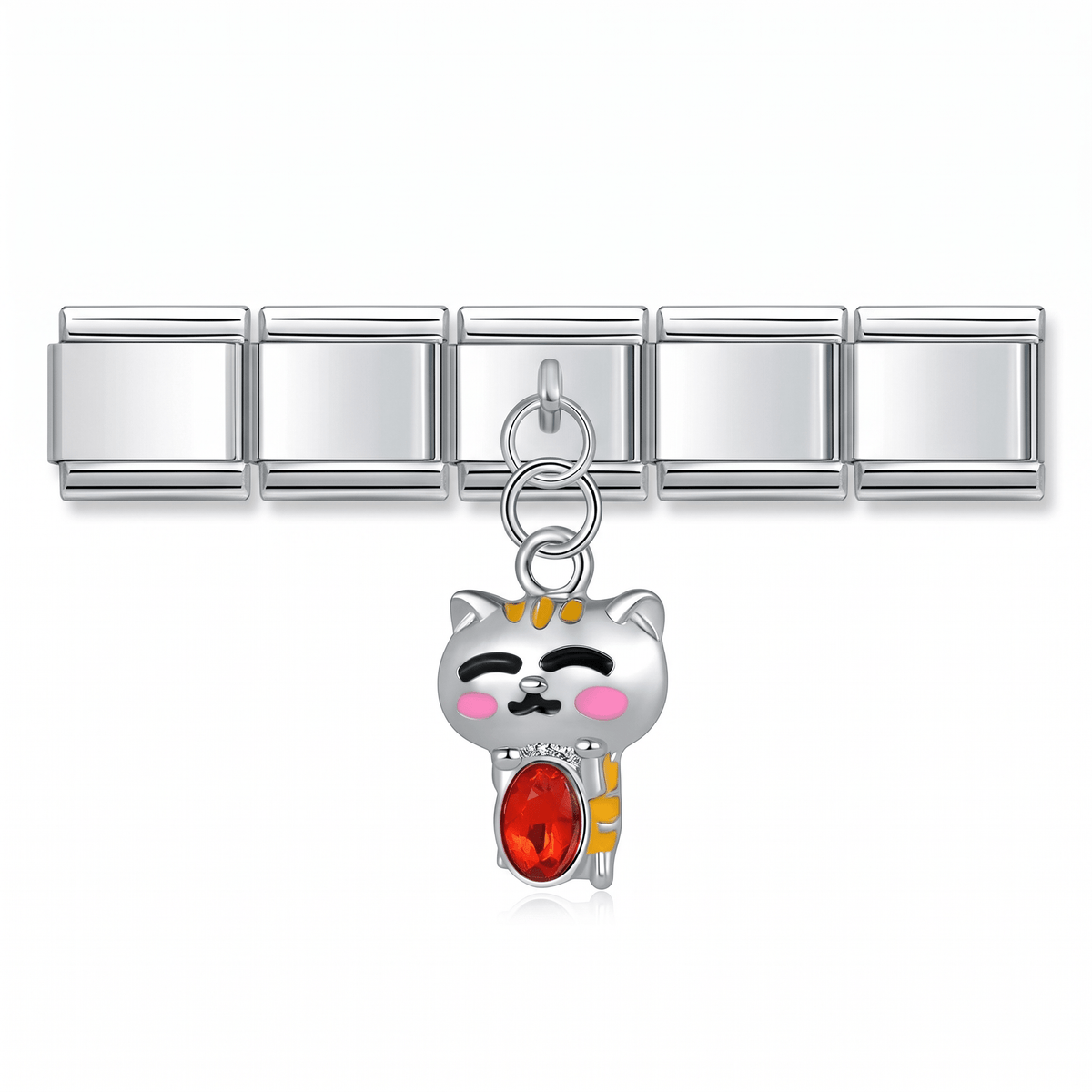 Charm Colgante Gato en pulsera italiana de eslabones
