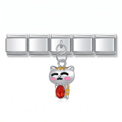 Charm Colgante Gato en pulsera italiana de eslabones