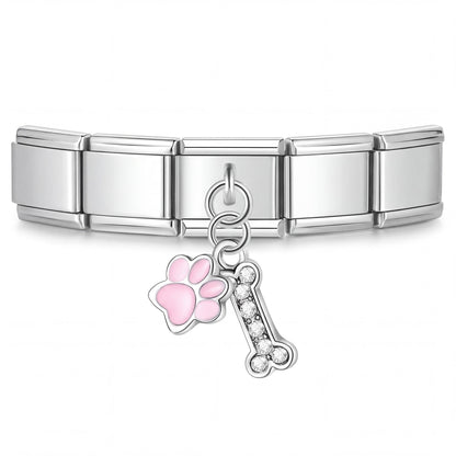 Charm Colgante Huella perrito en pulsera italiana de eslabones