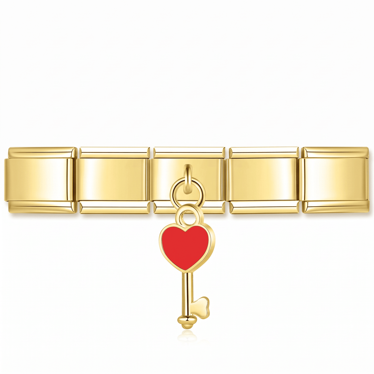 Charm Colgante Llave corazón en pulsera italiana de eslabones