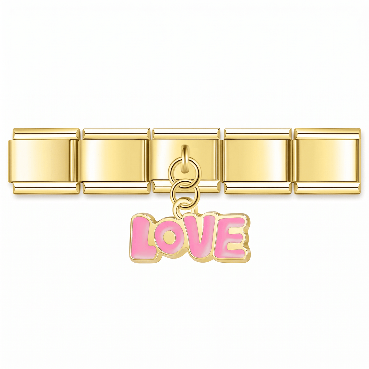 Charm Colgante LOVE (Rosa) en pulsera italiana de eslabones