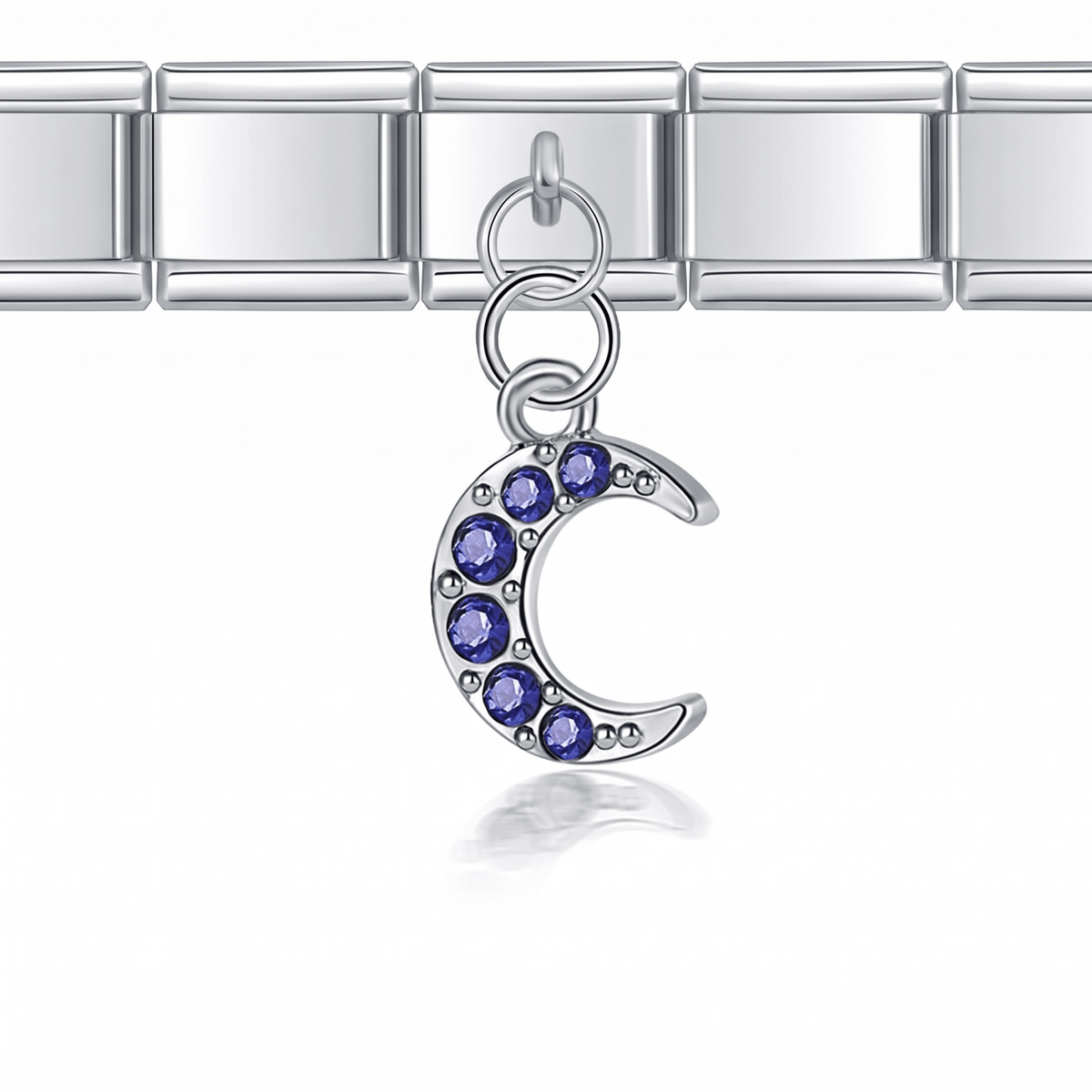 Charm Colgante Luna azul en pulsera italiana de eslabones