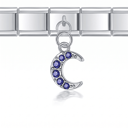 Charm Colgante Luna azul en pulsera italiana de eslabones