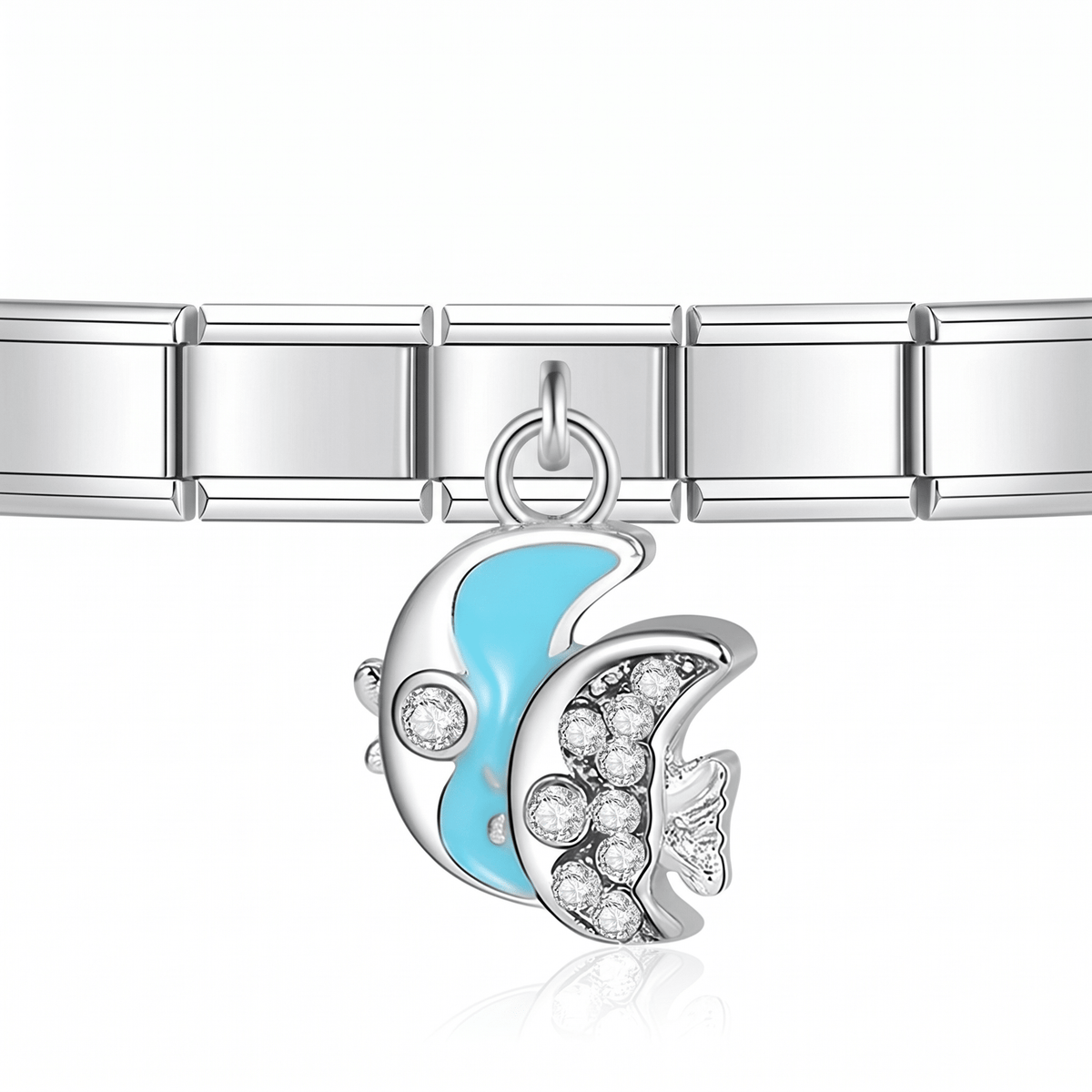 Charm Colgante Luna V en pulsera italiana de eslabones