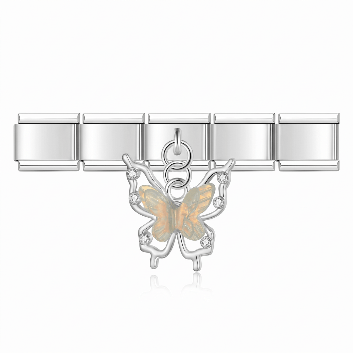 Charm Colgante Mariposa colorida en pulsera italiana de eslabones