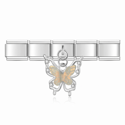 Charm Colgante Mariposa colorida en pulsera italiana de eslabones