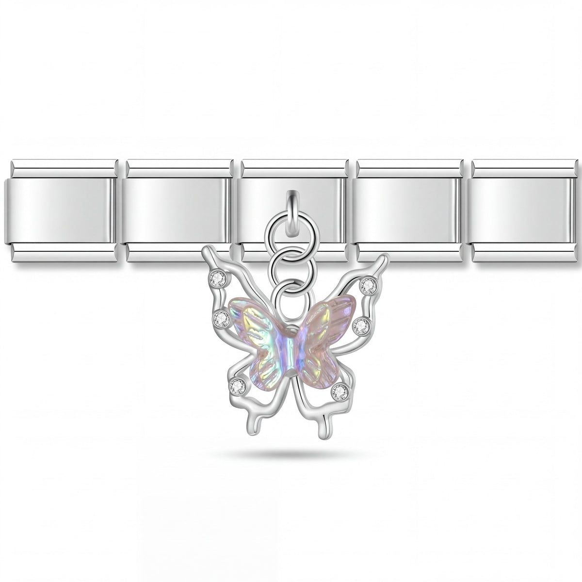 Charm Colgante Mariposa (Grande) en pulsera italiana de eslabones
