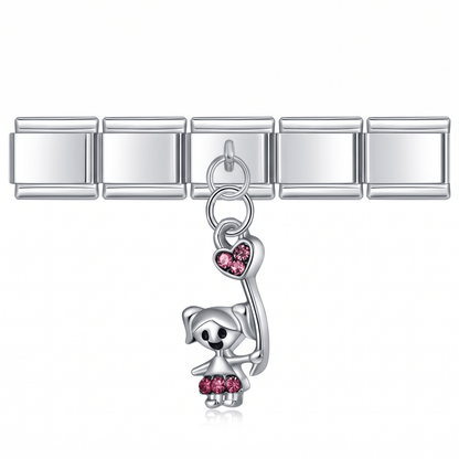 Charm Colgante Niña en pulsera italiana de eslabones
