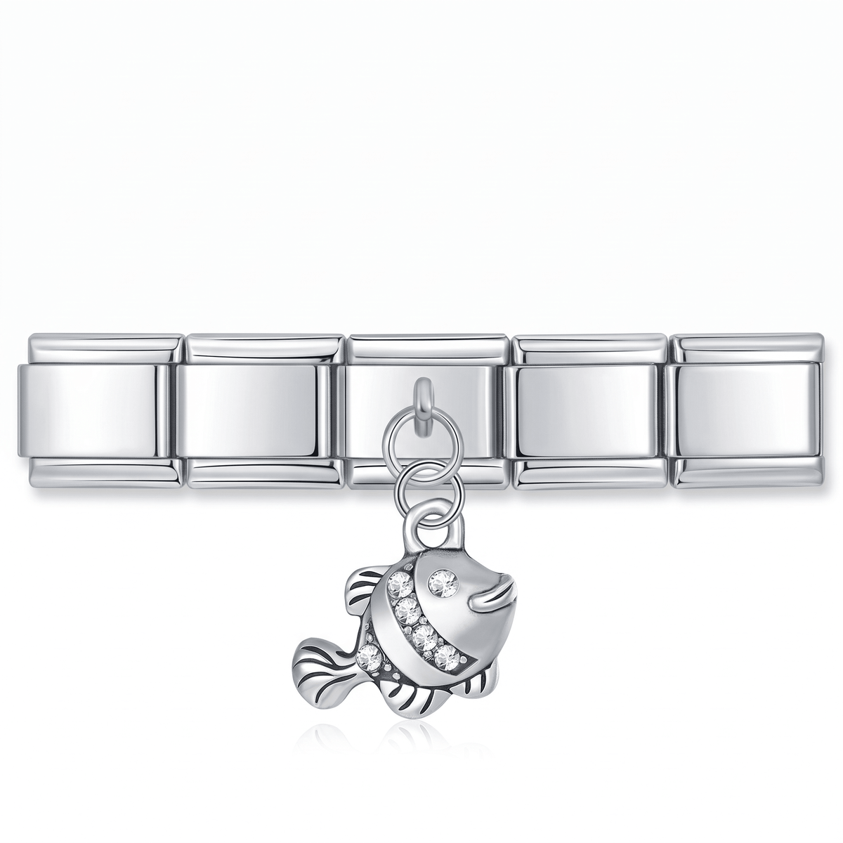 Charm Colgante Pez en pulsera italiana de eslabones