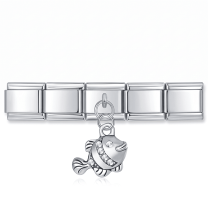 Charm Colgante Pez en pulsera italiana de eslabones