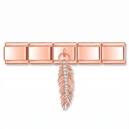 Charm Colgante Pluma en pulsera italiana de eslabones