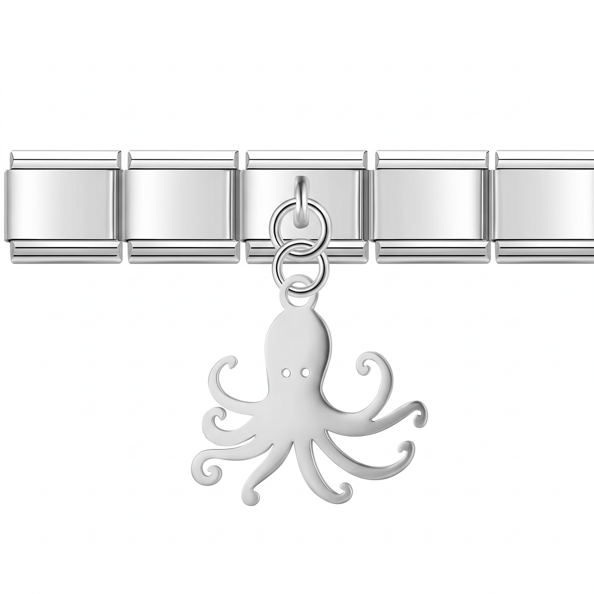 Charm Colgante Pulpo (3D) en pulsera italiana de eslabones
