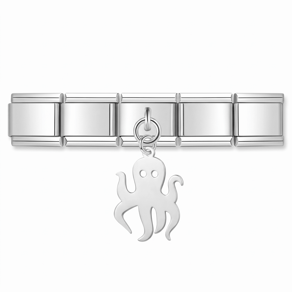 Charm Colgante Pulpo (Liso) en pulsera italiana de eslabones